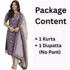 Women's Purple Silk Kurti with Dupatta – Casual Chic