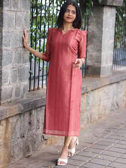 Chanderi Printed Kurti with Dupatta for Women