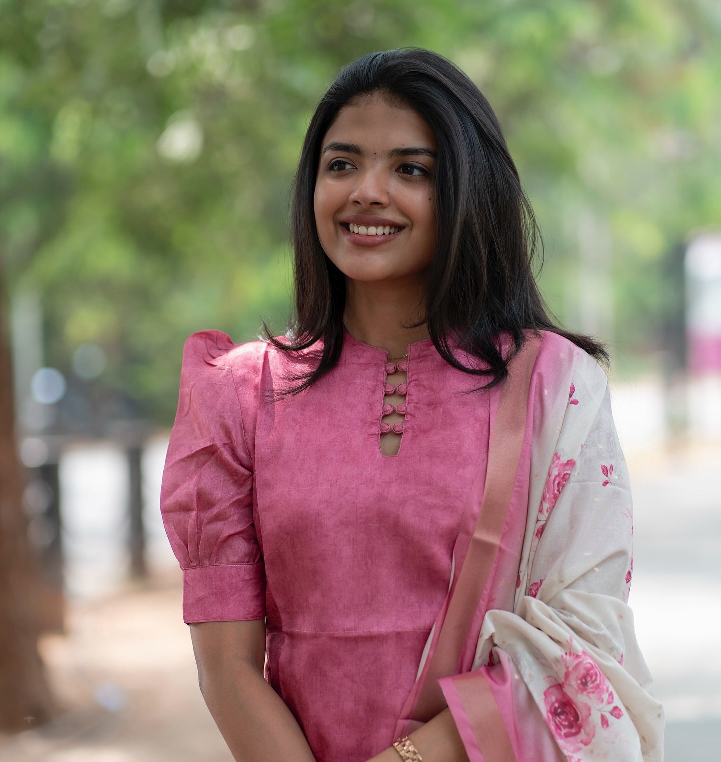 Women’s Chanderi Straight Kurti with Printed Organza Dupatta