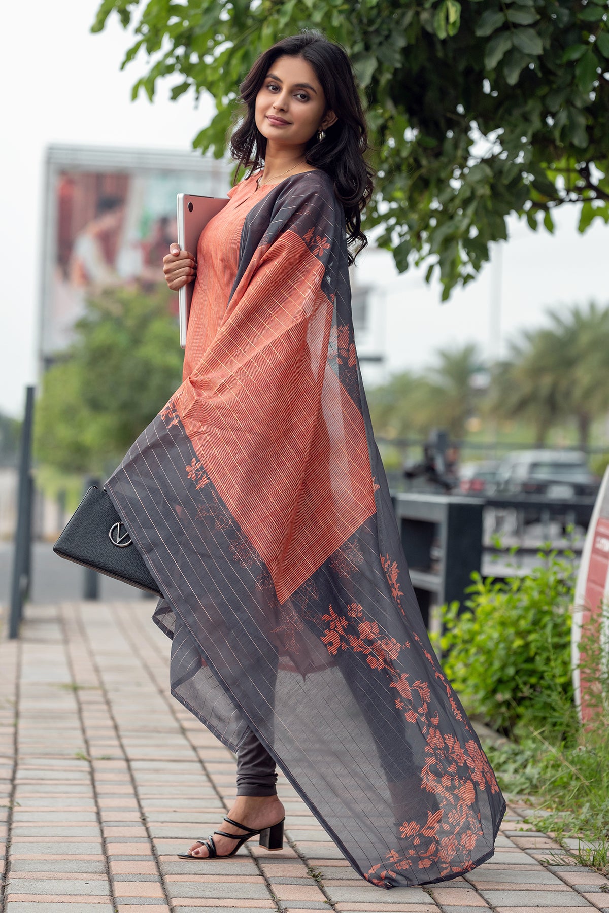 Women’s Chanderi Kurta Set with Printed Dupatta
