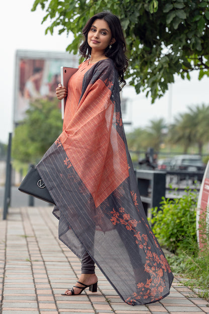 Women’s Chanderi Kurta Set with Printed Dupatta
