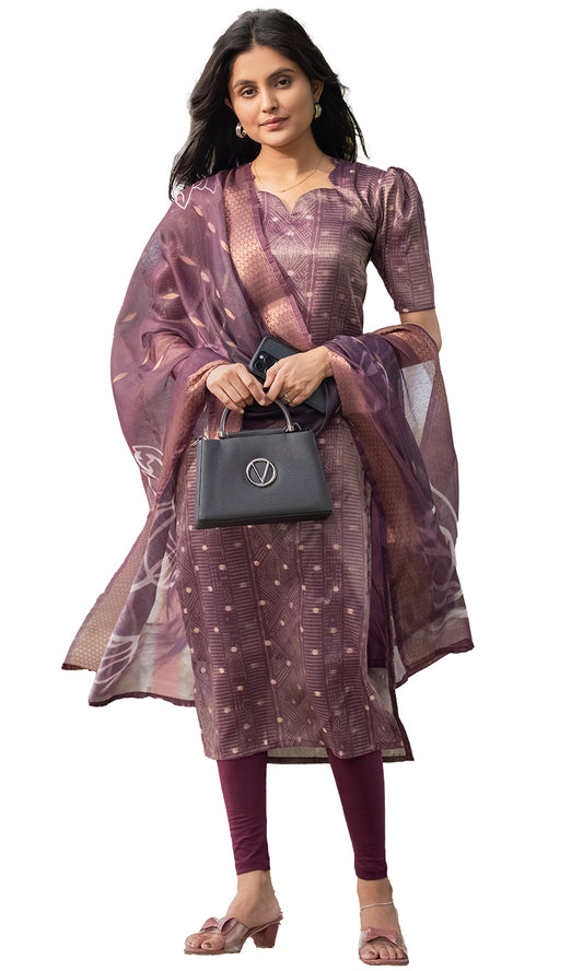 Women’s Shimmer Silk Printed Kurta with Dupatta