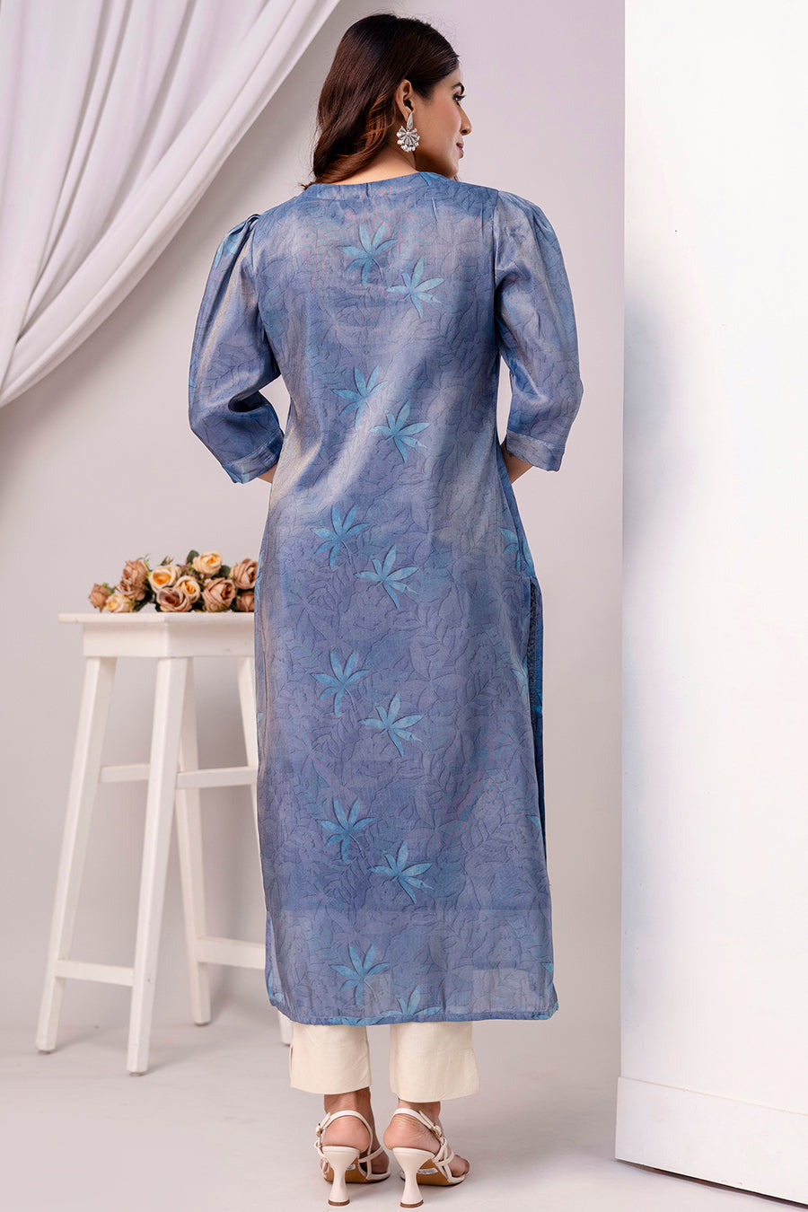 Women’s Shimmer Silk Printed Kurta with Dupatta