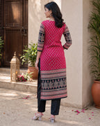 Women’s Rayon Ajrakh Block Print Kurta Set