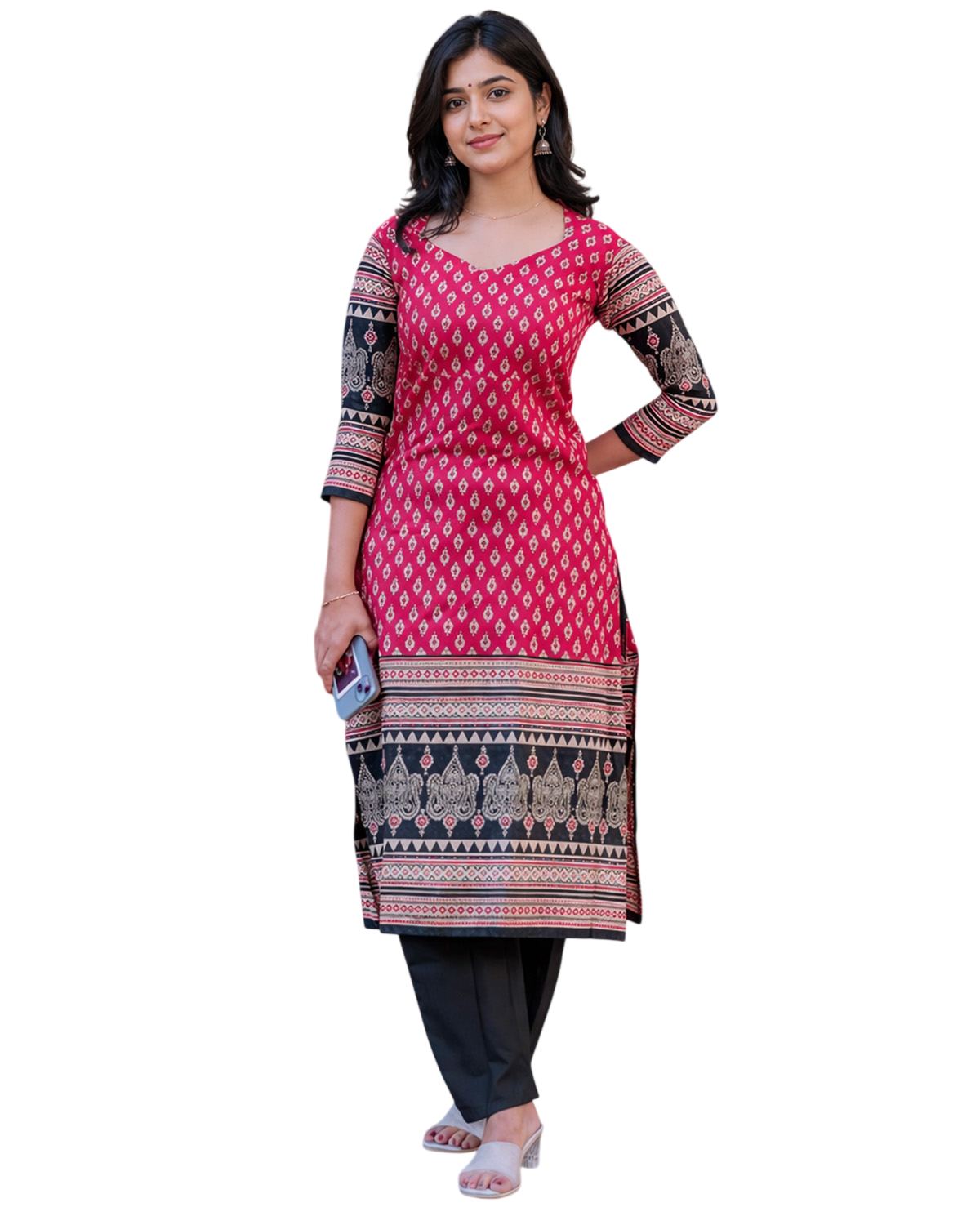 Women’s Rayon Ajrakh Block Print Kurta Set