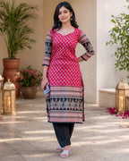 Women’s Rayon Ajrakh Block Print Kurta Set