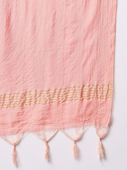 Cotton blend hand embroidery kurta set with dupatta