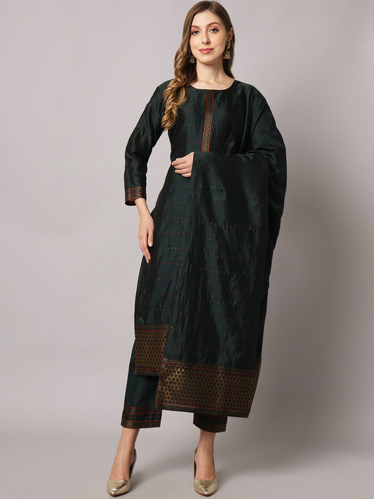 Silk blend woven kurta set  with jacquard silk dupatta