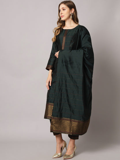 Silk blend woven kurta set  with jacquard silk dupatta