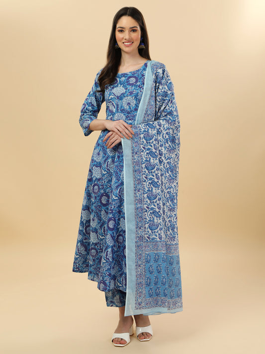 Cotton print kurta set with dupatta