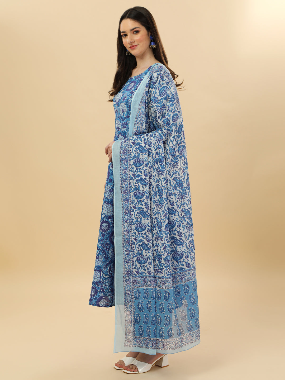 Cotton print kurta set with dupatta