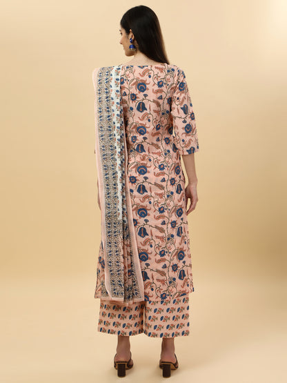 Cotton print kurta set with dupatta