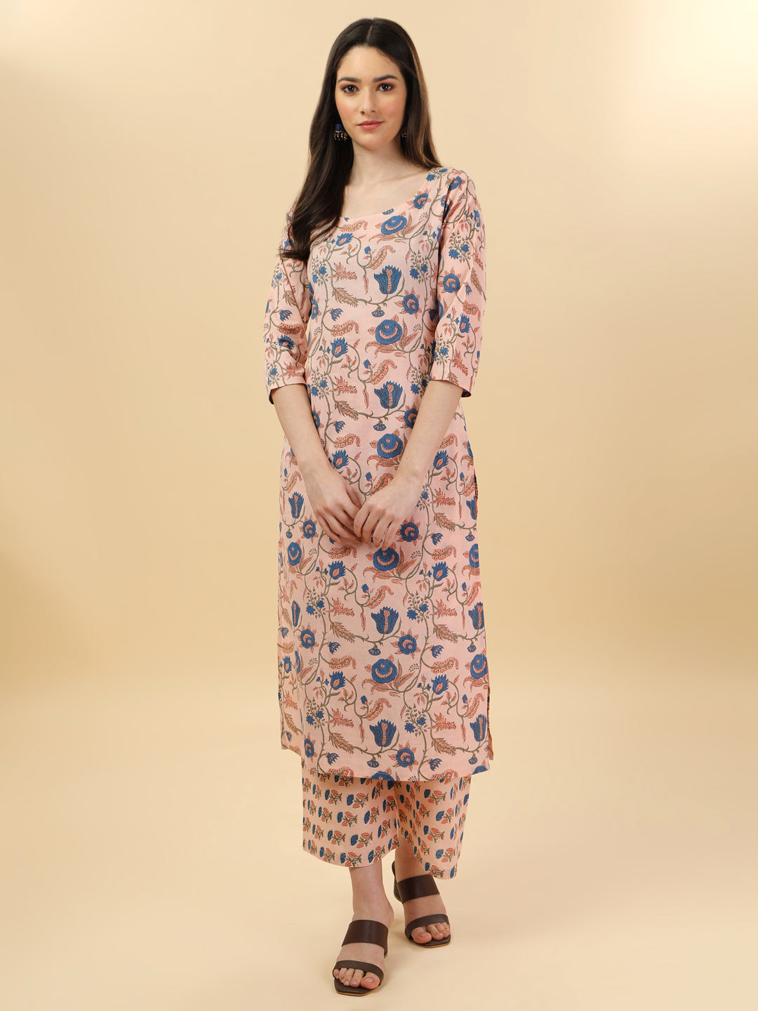 Cotton print kurta set with dupatta