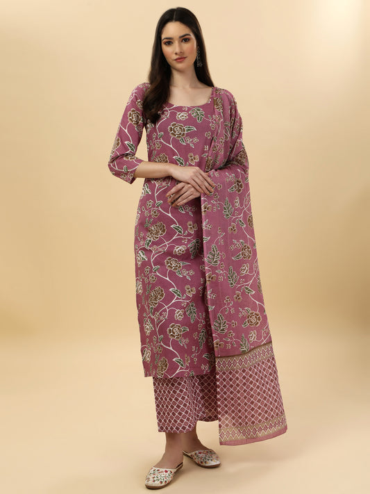 Cotton print kurta set with dupatta