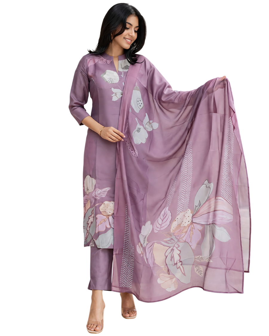 Women’s 3 Piece Cotton Blend Kurta with Pant & Dupatta