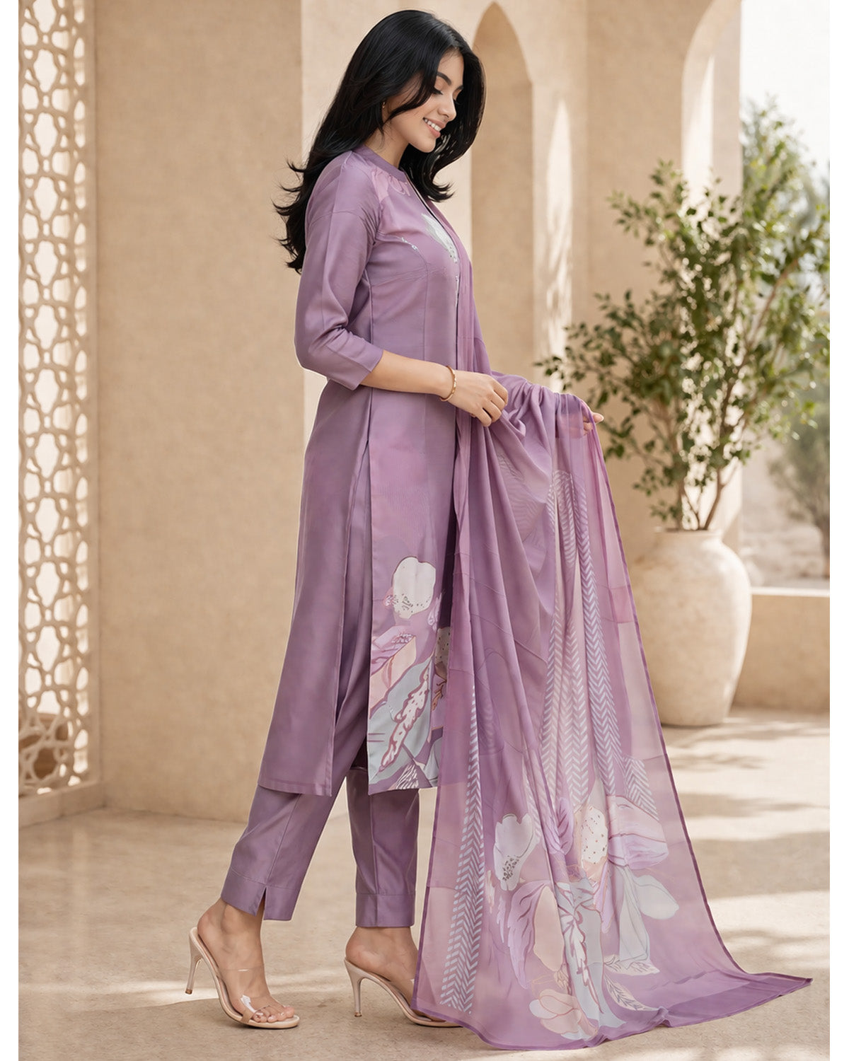 Women’s 3 Piece Cotton Blend Kurta with Pant & Dupatta