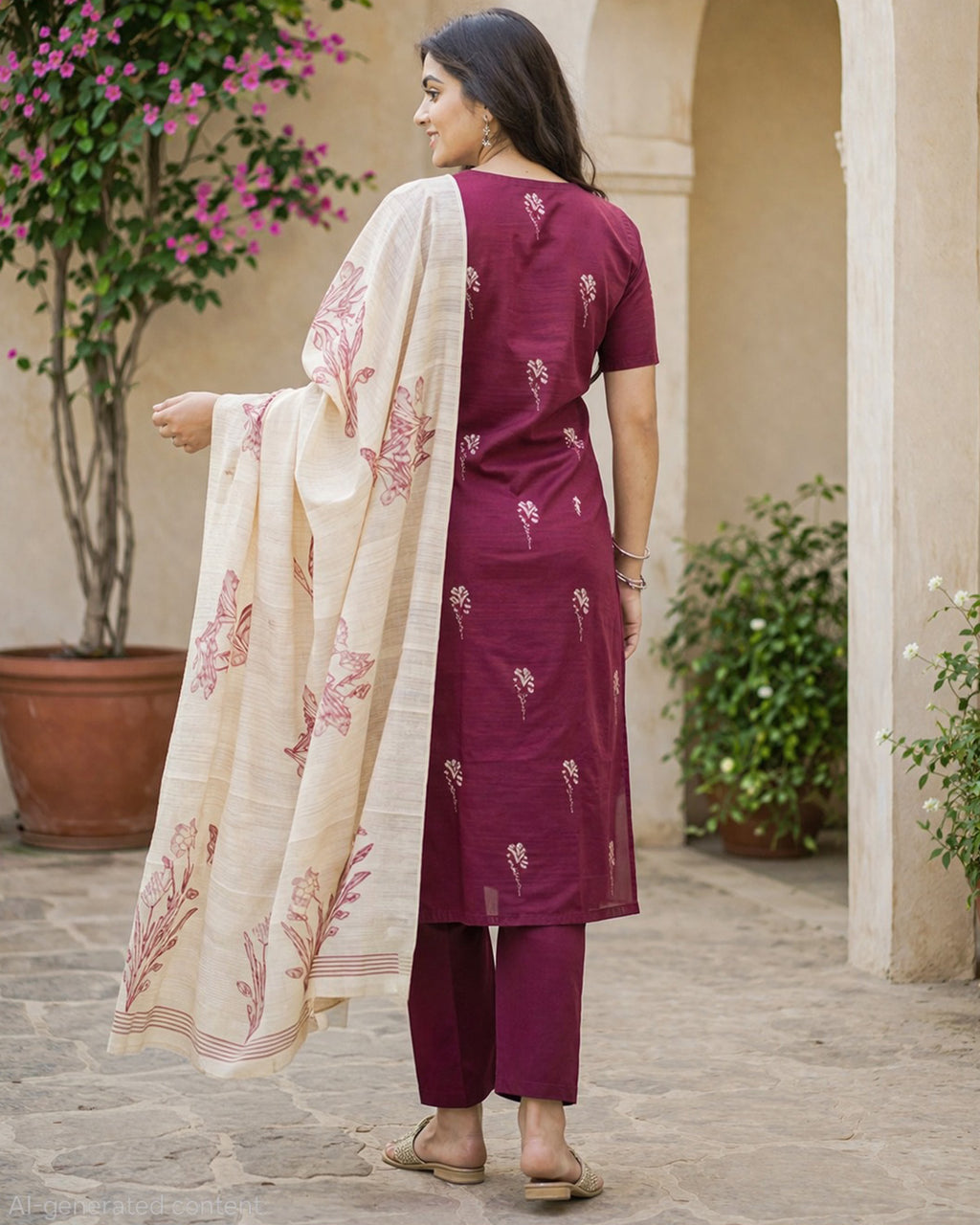 Elegant Women’s 3 Piece Chanderi Silk Kurta with Pant & Dupatta