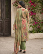 Olive Bloom Rayon Printed Kurta Set with Dupatta
