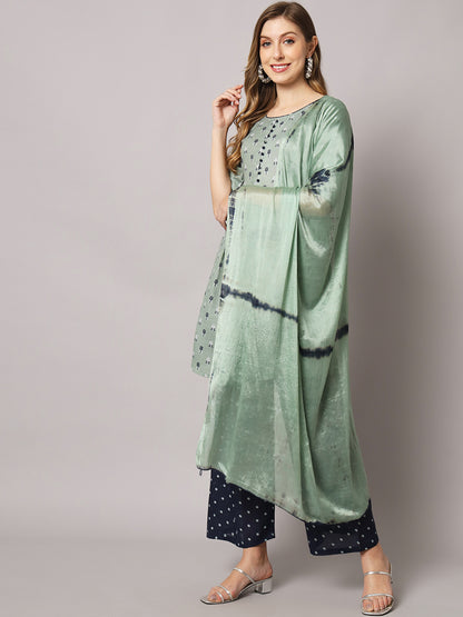 Cotton blend print kurta set with dupatta