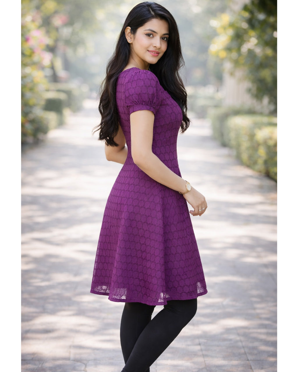 Women's Cotton Stitched A Line Chikan Emboidery Knee Length Kurta
