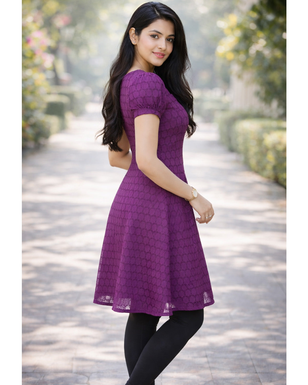 Women's Cotton Stitched A Line Chikan Emboidery Knee Length Kurta