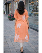 Women's Organza Stitched Printed Straight Kurta