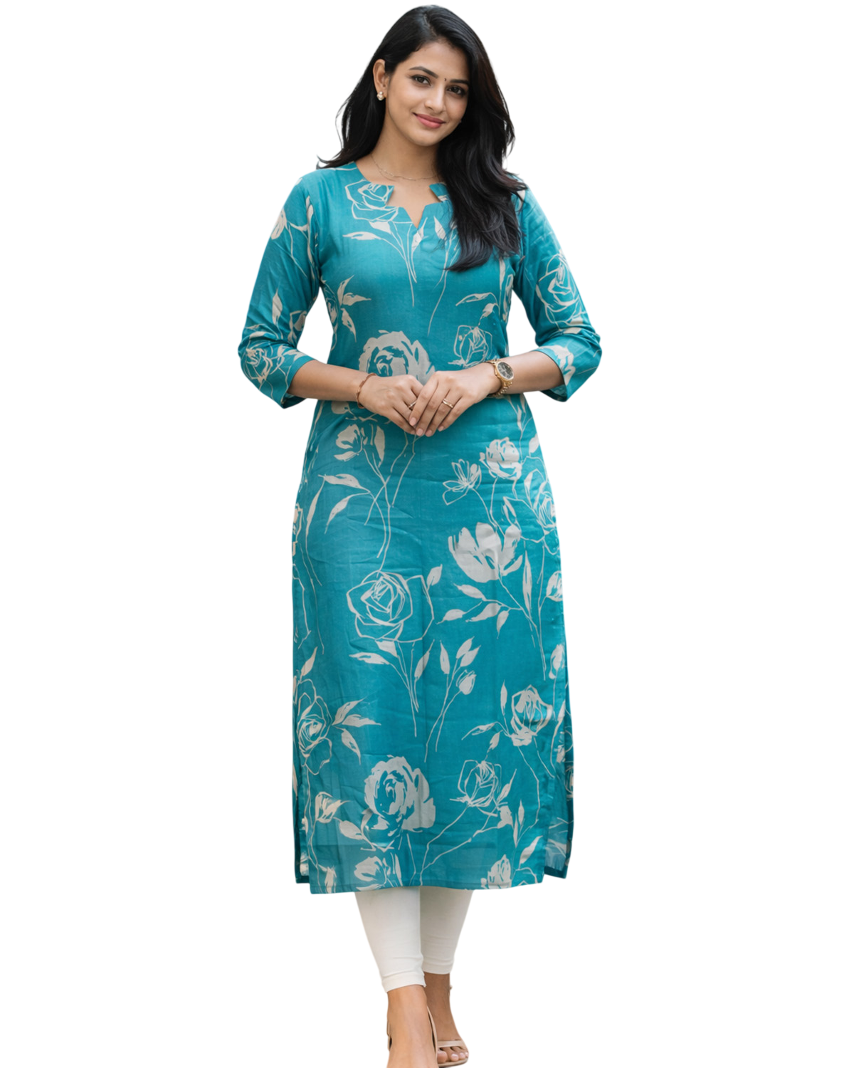 Rayon Printed Straight Calf Length Kurta for Women