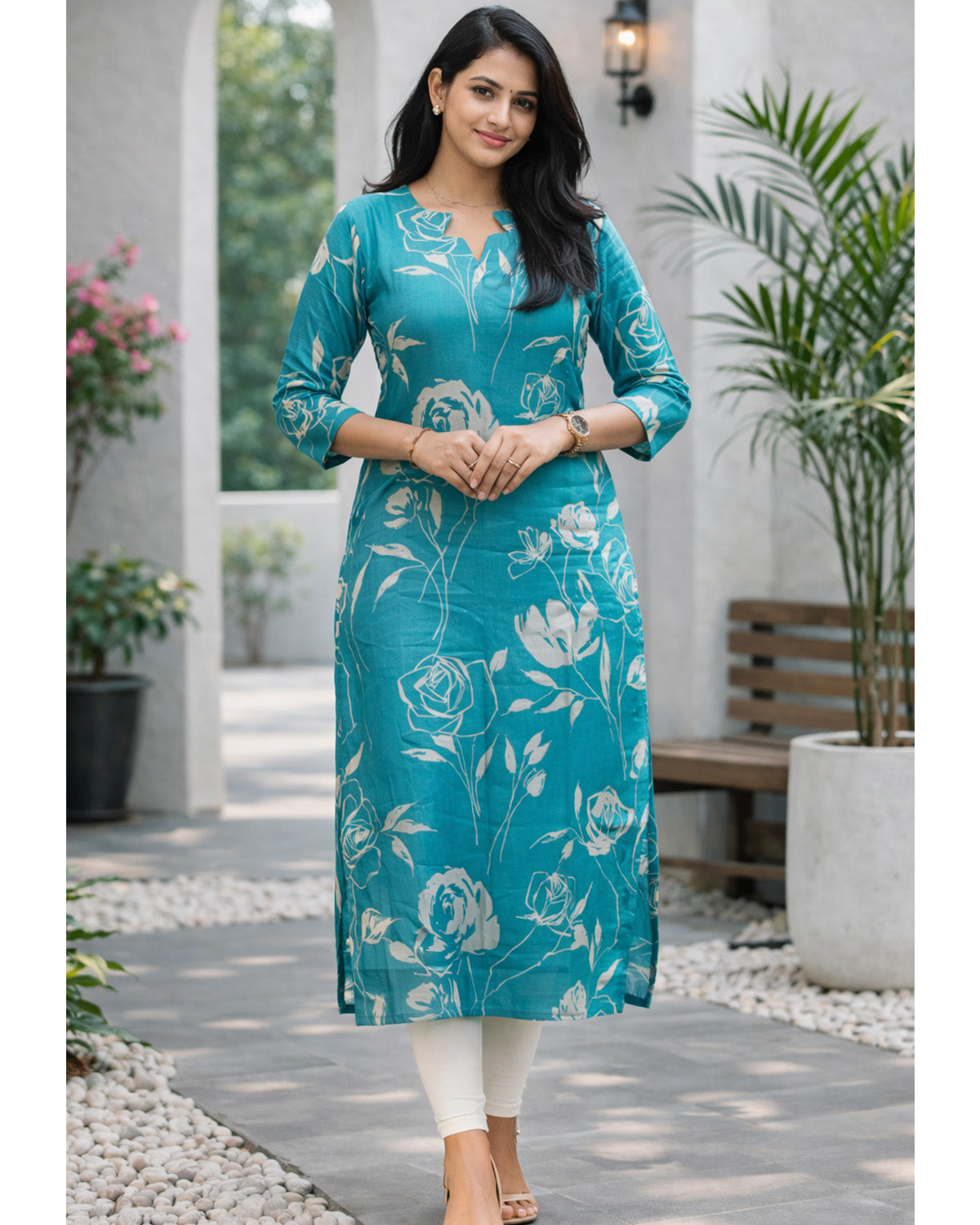Rayon Printed Straight Calf Length Kurta for Women