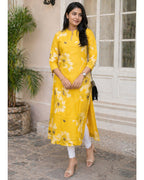 Rayon Printed Straight Calf Length Kurta for Women