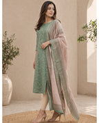 Green Chanderi Kurti with Dupatta – Casual Chic