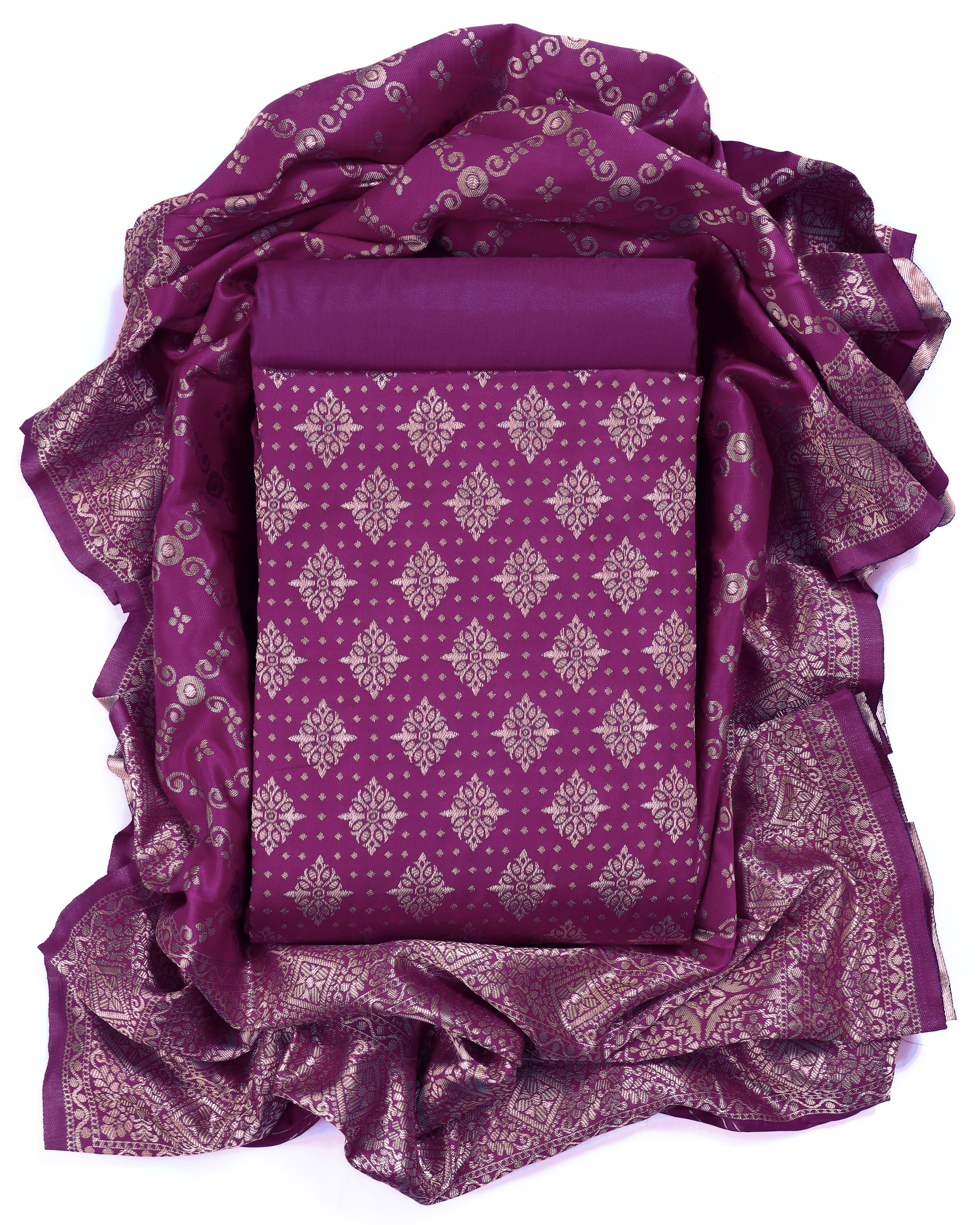 Jacquard Woven Unstitched Dress Material for Women