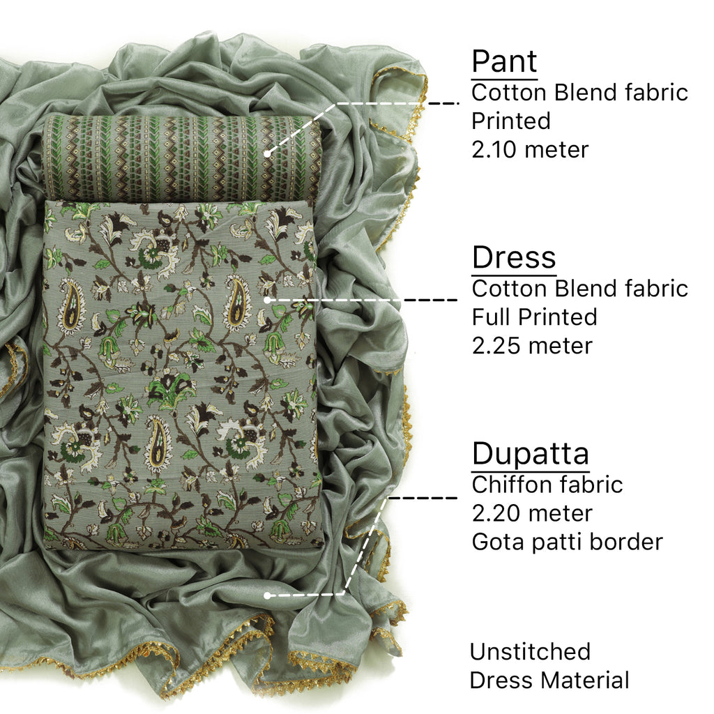 Cotton bland unstitched dress material