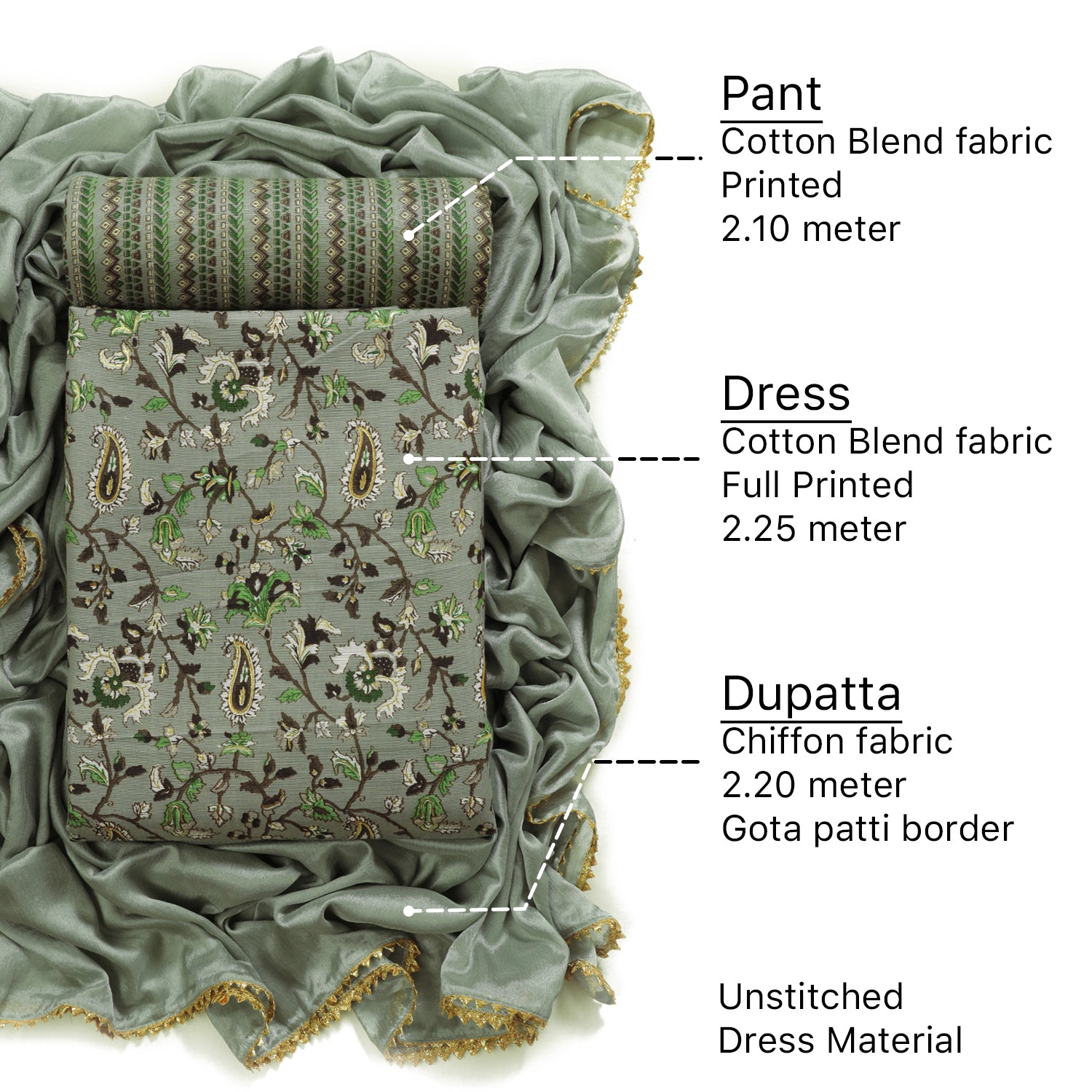 Cotton bland unstitched dress material