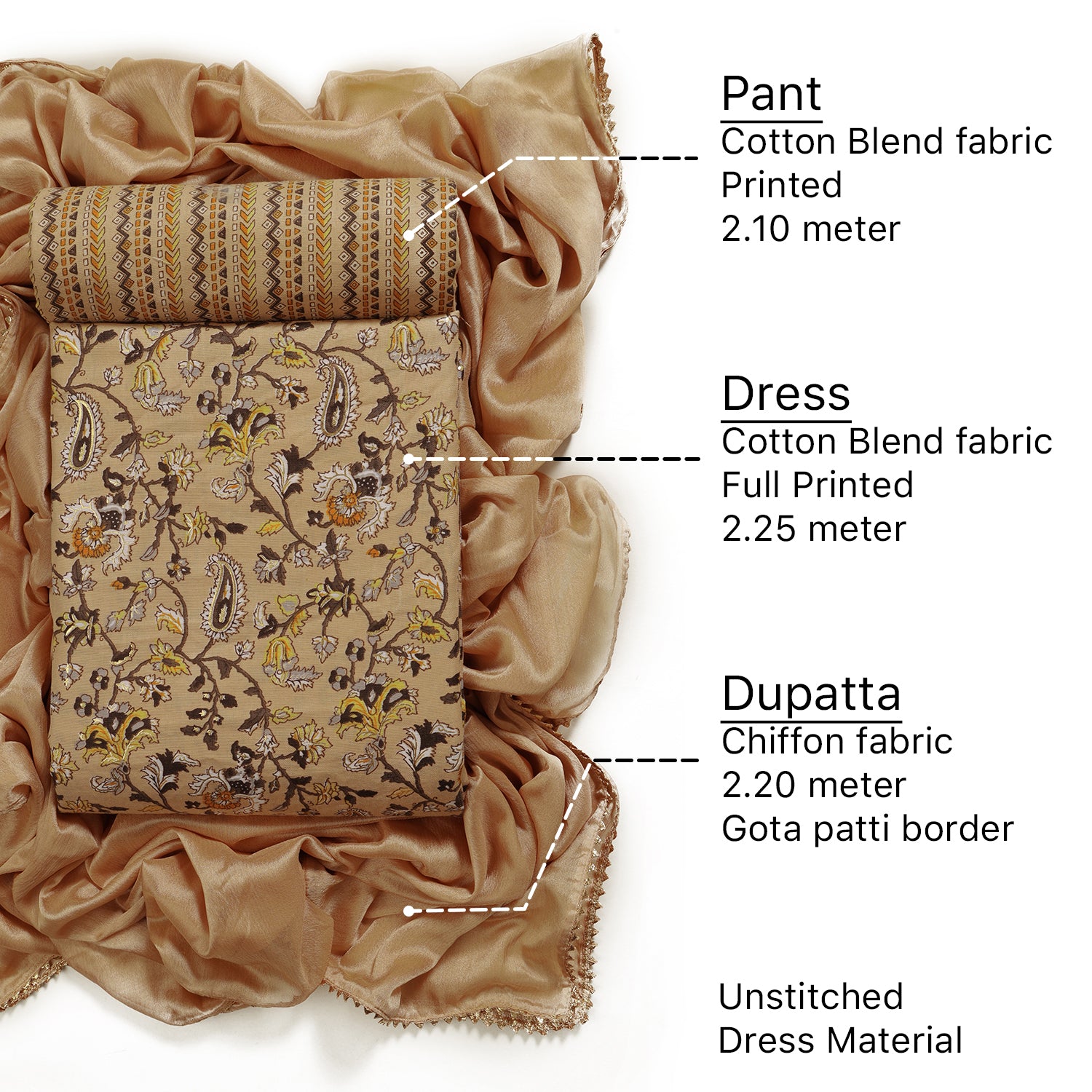 Cotton bland unstitched dress material