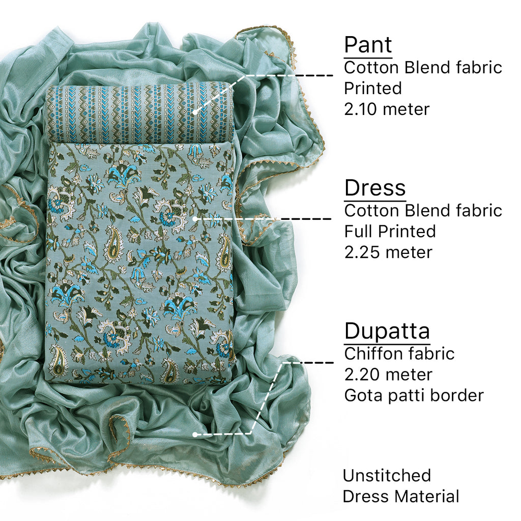 Cotton bland unstitched dress material
