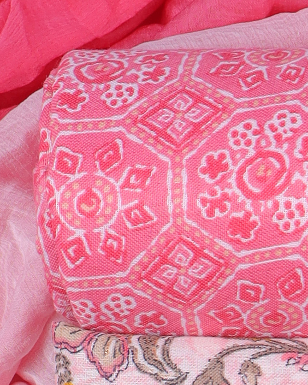 Cotton blend floral print unstitched dress material