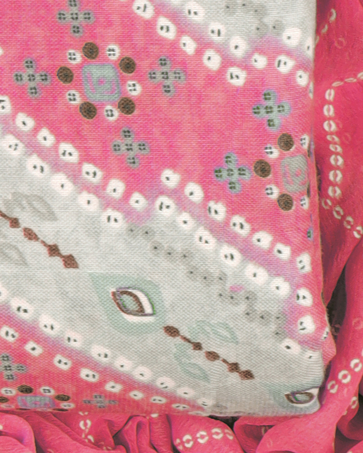 Cotton blend bandhani print unstitched dress material