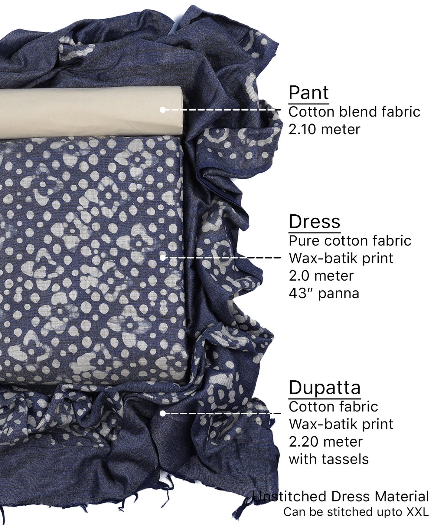 Cotton batik unstitched dress material