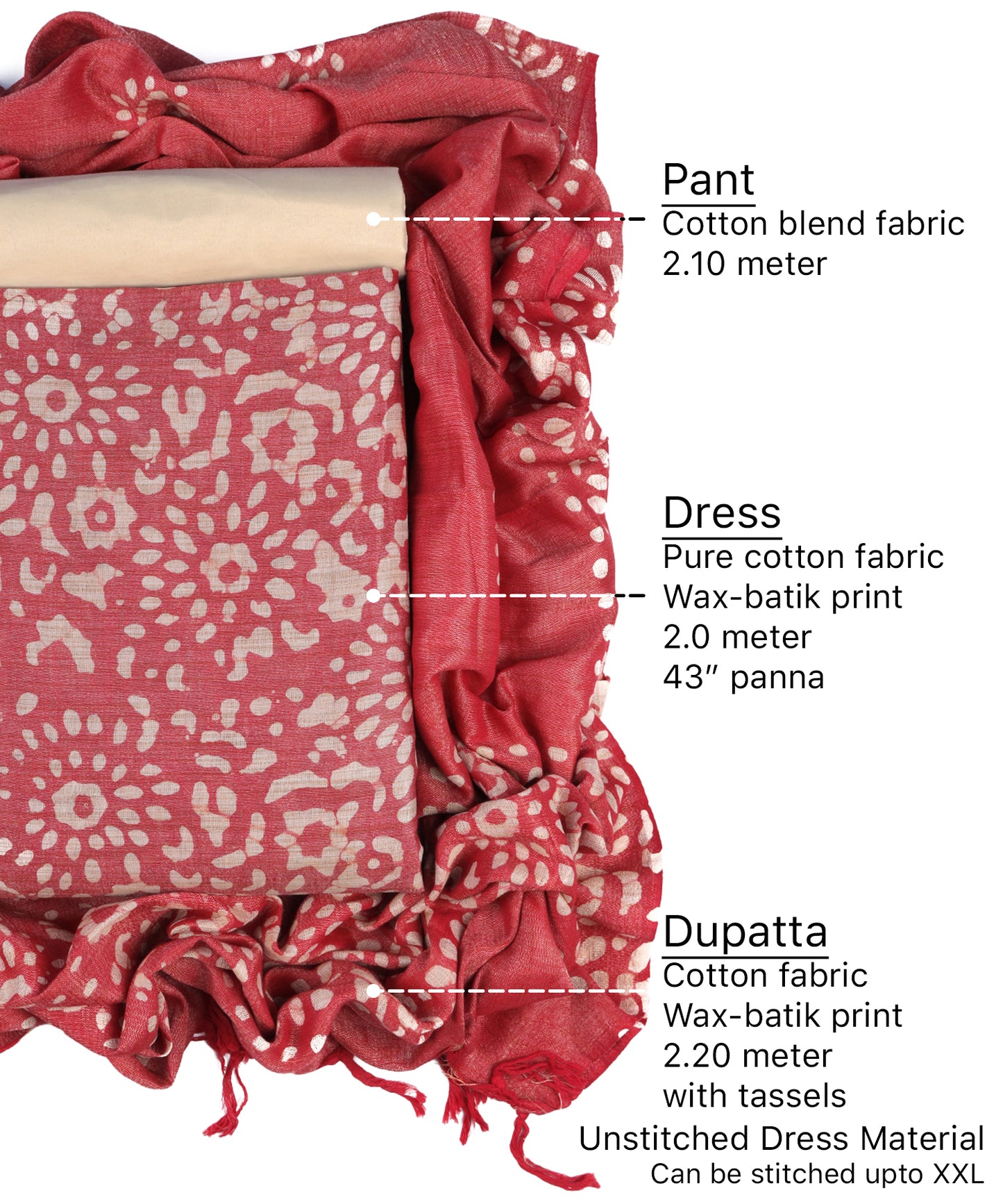 Cotton batik unstitched dress material