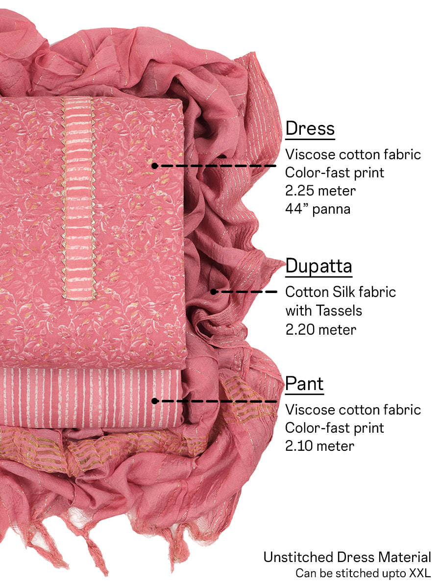 Cotton viscose unstitched salwar suit material