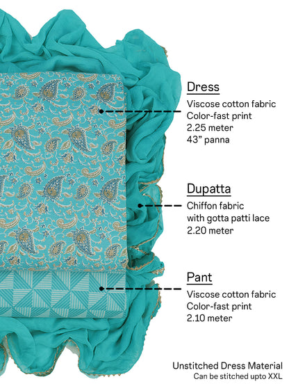 Cotton viscose blend unstitched salwar suit material