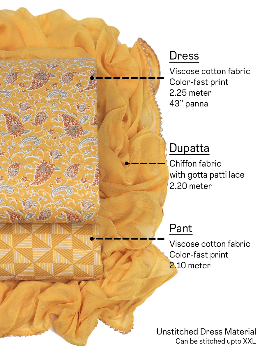 Cotton viscose blend unstitched salwar suit material