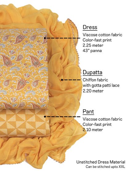 Cotton viscose blend unstitched salwar suit material