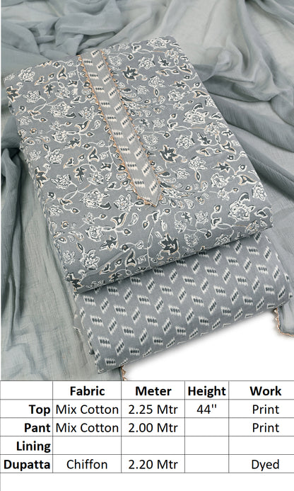 Cotton viscose blend unstitched salwar suit material