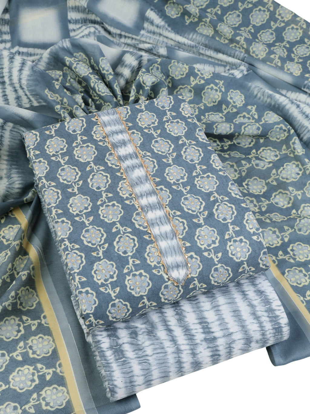 Women’s Chanderi Foil Printed Salwar Suit Dress Material Unstitched