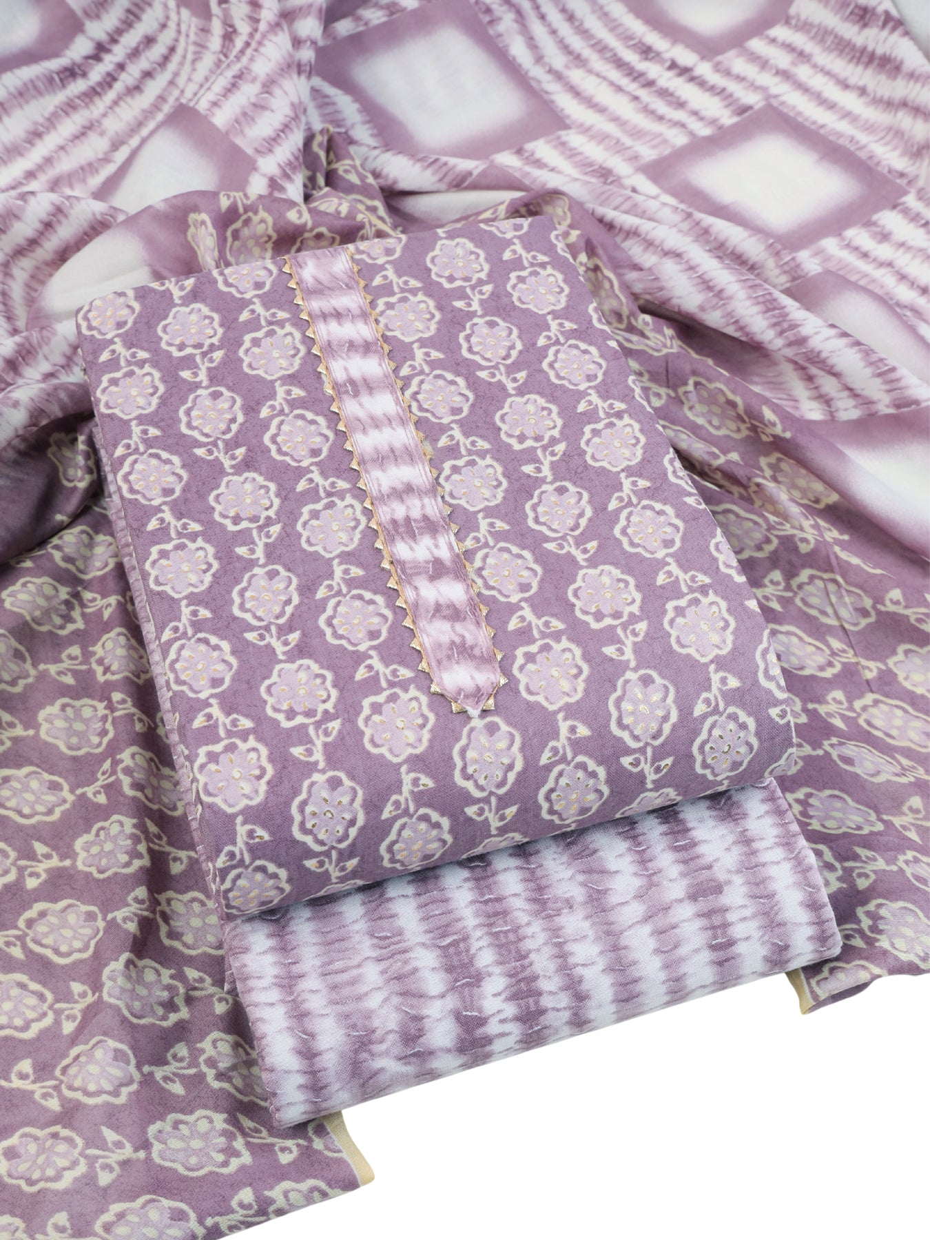 Women’s Chanderi Foil Printed Salwar Suit Dress Material Unstitched