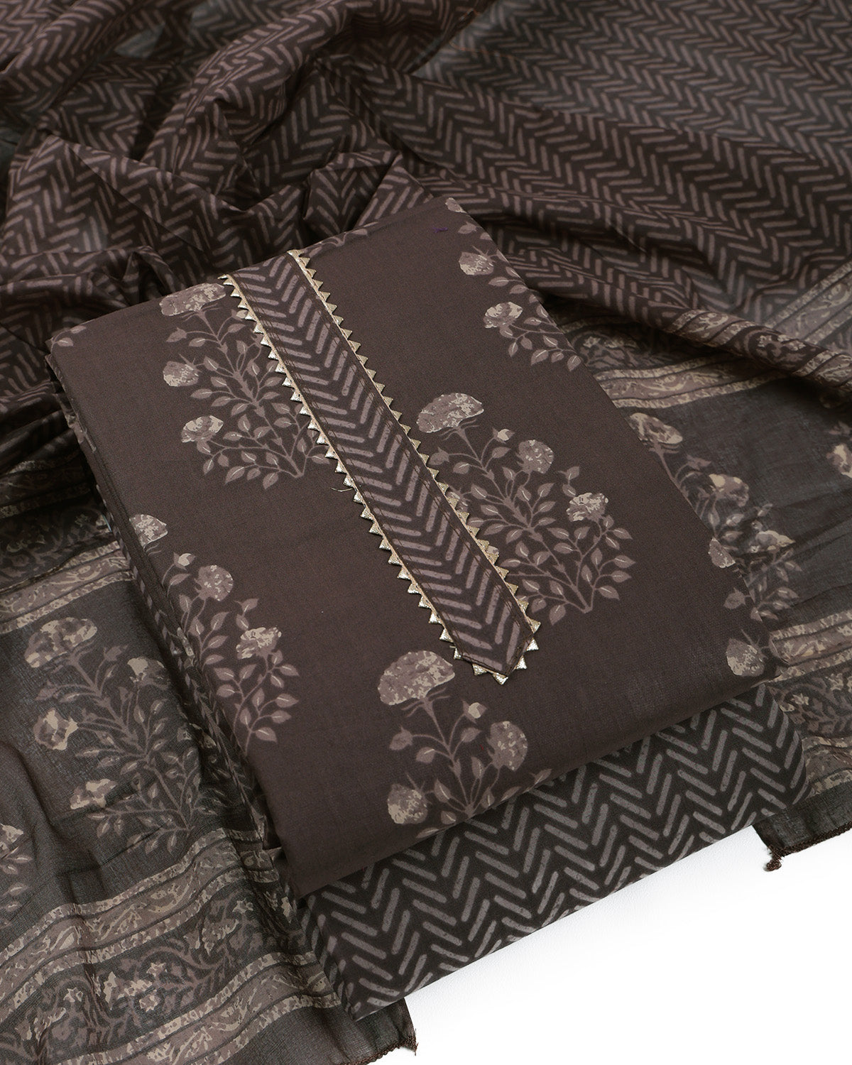 Pure Cotton Unstitched Dress Material Set for Women