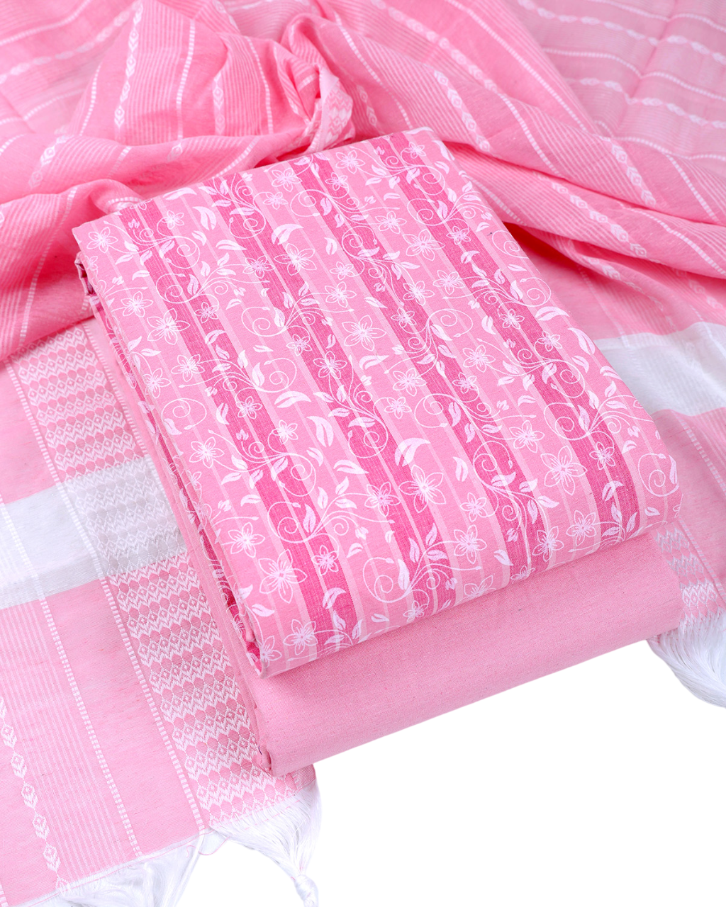 Pure Cotton Unstitched Dress Material Set for Women