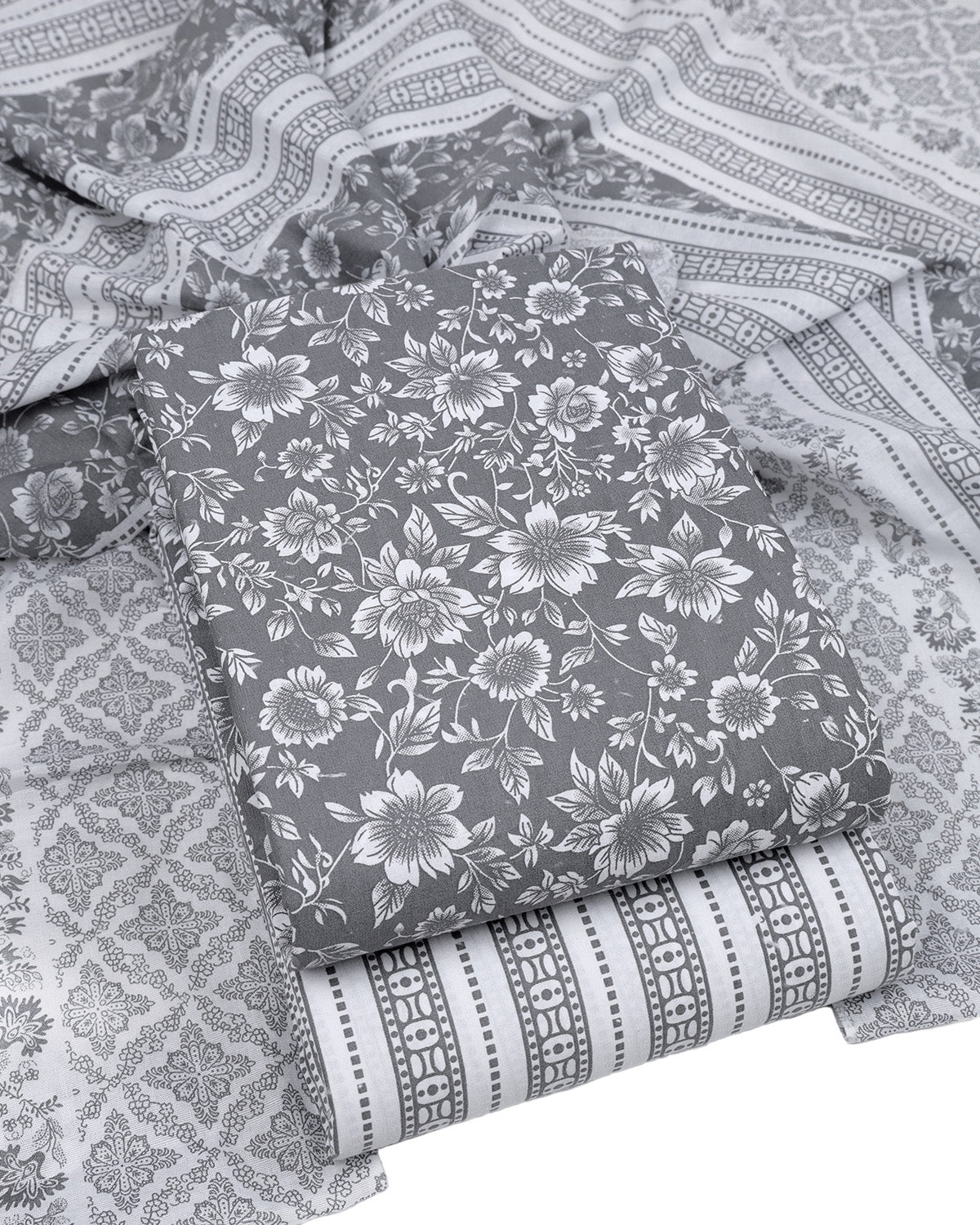 Pure Cotton Unstitched Dress Material Set for Women