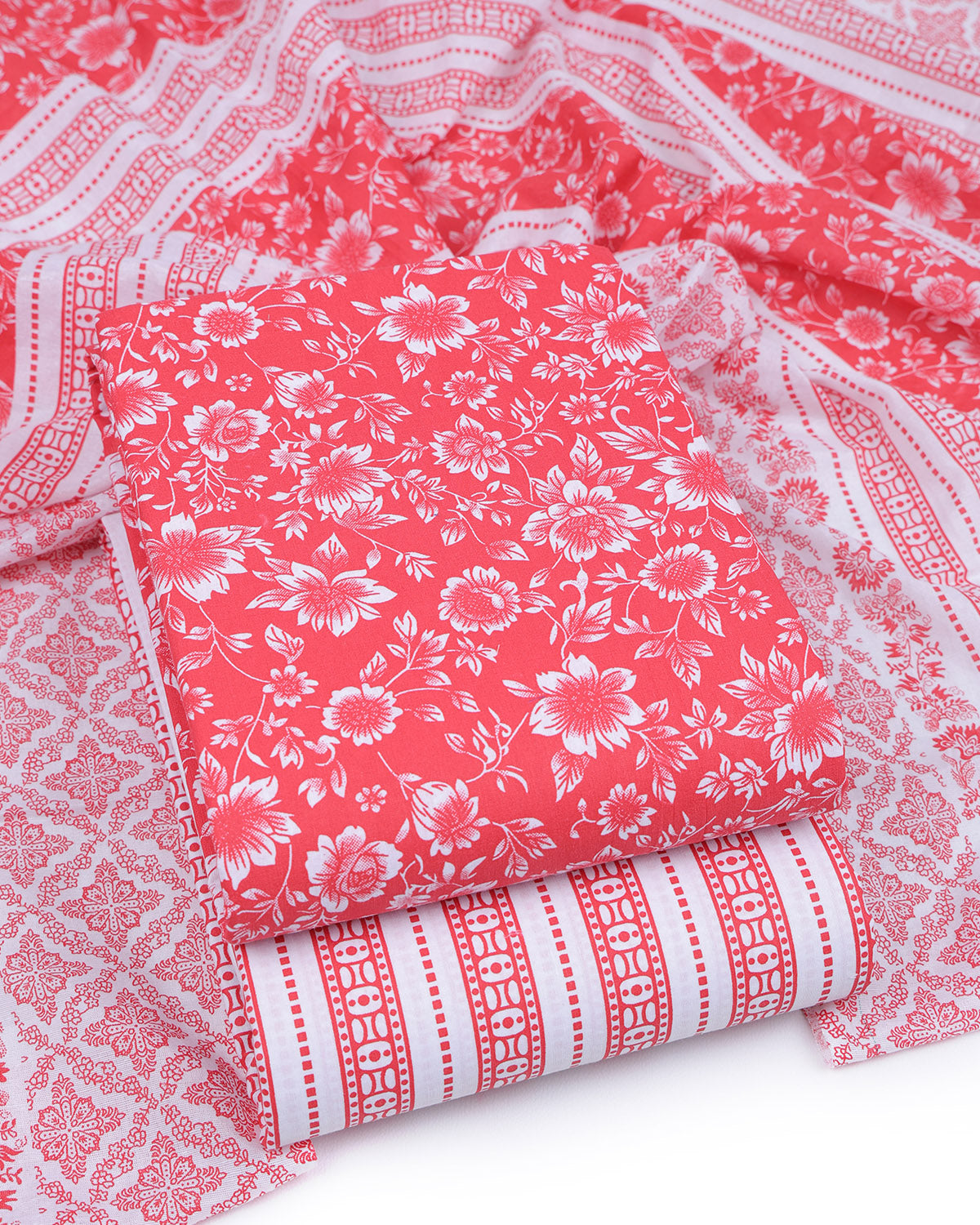 Pure Cotton Unstitched Dress Material Set for Women
